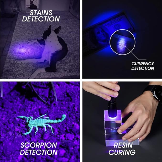 NEXTORCH 405nm uv Light UV Led Blacklight Flashlights Detector Ultraviolet Pocket-Size LED Torch for Pets Urine and Stains Find Stains on Carpet, Rugs 3D Printed Resin C2UV (405nm UV)