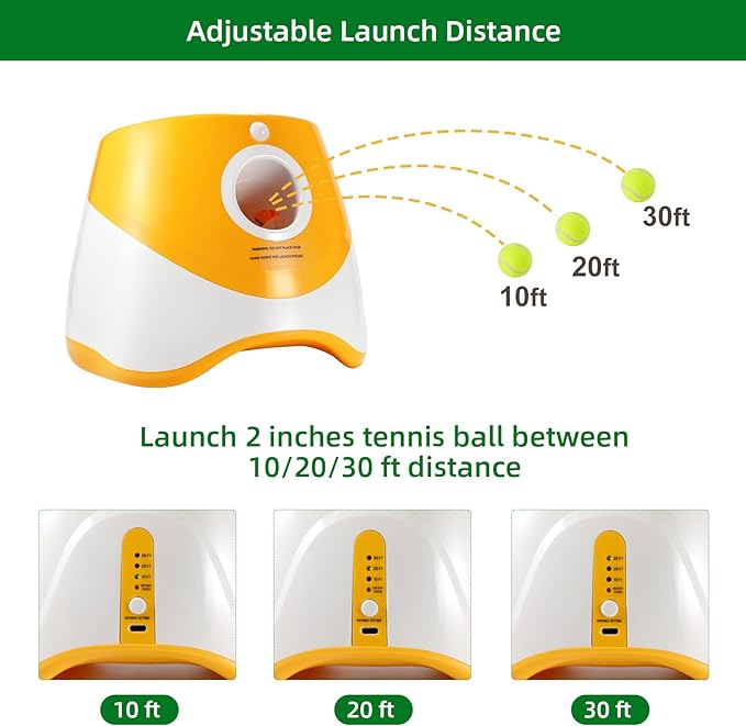 Ball Launcher for Dogs, Automatic Dog Ball Launcher with 12 Tennis Ball, Interactive Dog Toys Pet Ball Indoor Outdoor Thrower Machine (Yellow Automatic Tennis Ball)