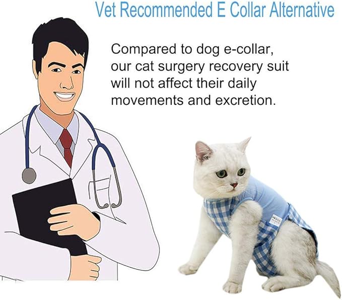 Cat Recovery Suit for Abdominal Wounds or Skin Diseases, Cat Onesie for Cats After Surgery Female Kitten Recovery Suit, Breathable E-Collar Alternative for Cats After Spay Anti Licking Wounds