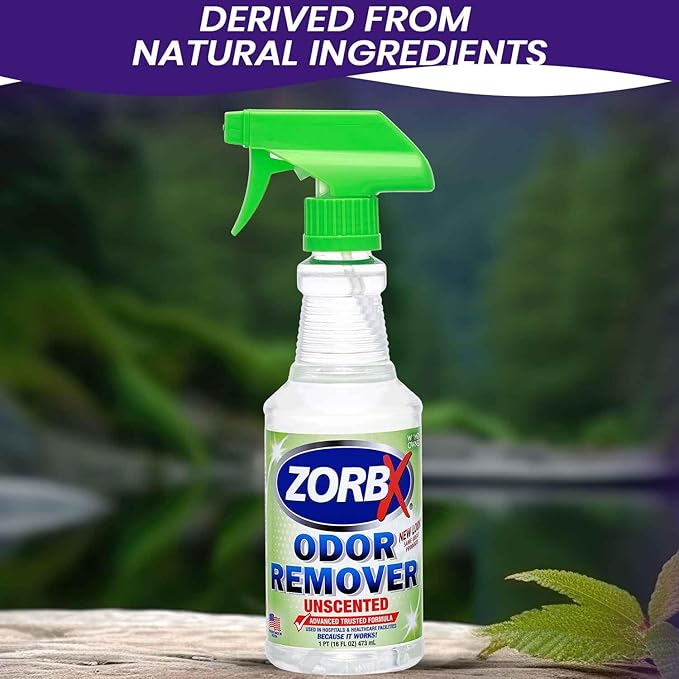 ZORBX Unscented Odor Eliminator for Strong Odor - Used in Hospitals & Healthcare Facilities | Advanced Trusted Formula, Fast-Acting Odor Remover Spray for Dog, Cat, House & Carpet (16 Oz.)