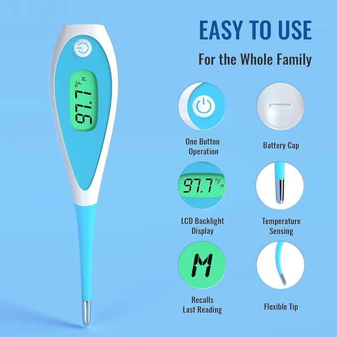 Boncare Thermometer for Adults with 10 Seconds, Oral Thermometer for Fever