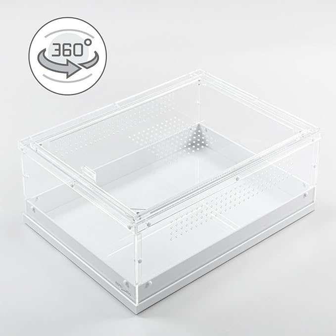 REPTI ZOO Large Tarantula Enclosure 16" X 12" X 6", Acrylic Reptile Terrarium Insect Feeder Box for Small Reptiles and Invertebrates, Mantis, Spider, Cricket, Tarantula
