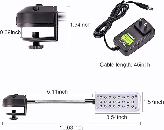 Aquarium Light Clip on Fish Tank Lighting Small Fish Light for Rimless Fish Tanks, White and Blue LEDs