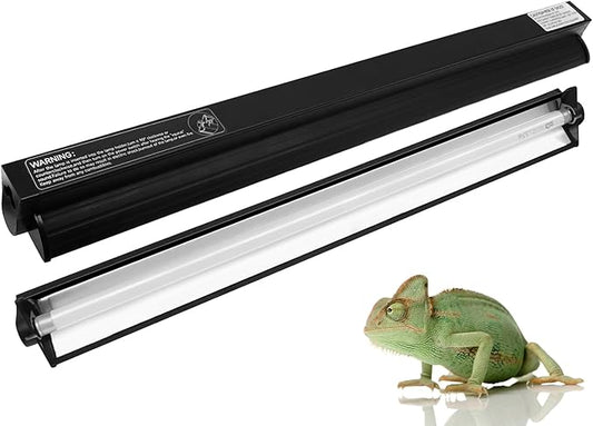 24W T5 HO UVB Reptile Light Fixture Kit, Terrarium Hood Light with Reptile Light Desert UVB 5.0 Fluorescent Tube, Ideal for Reptiles in Tropical Rainforests