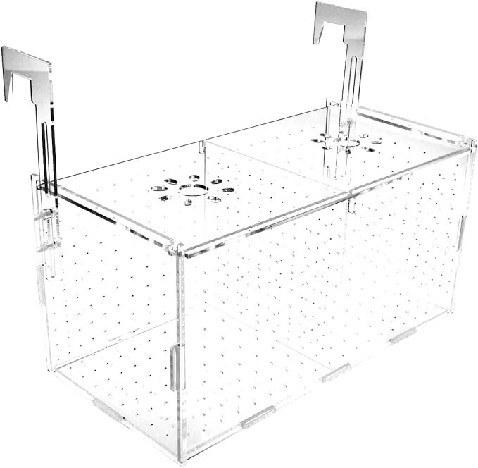 Fish Breeding Box - Acrylic Aquarium Fish Breeder Isolation Box for Fish Tank, Transparent Hatching Incubator Box with Suction Cups for - Clownfish Guppy Newborn Baby Fishes (12" x 6" x 6")