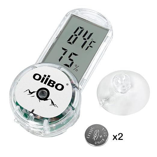 OIIBO Reptile Thermometer Hygrometer for Terrarium Tank, Digital Display Reptile Thermometer and Humidity Gauge Upgraded Reptile Thermometer with Suction Cup