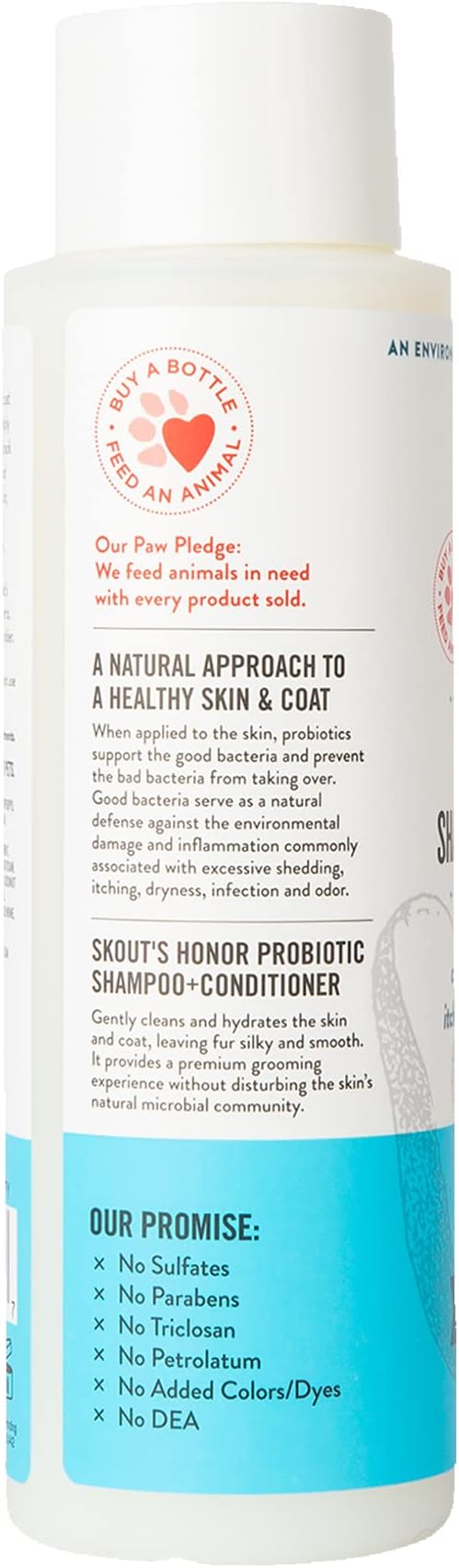 Skout's Honor Probiotic Cat Shampoo & Conditioner with Avocado Oil & Omega-3s, 97% Natural, Paraben & Sulfate-Free, Cruelty-Free, 16oz, Fragrance Free