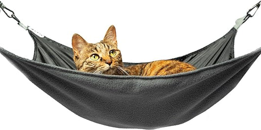 Cat Hammock,Cat Hammock for Cage,Washable Soft Outdoor Cat Mat,Waterproof Cooling Kittens Pad,Pet Hammock Hanging for Cats (Large, Black)