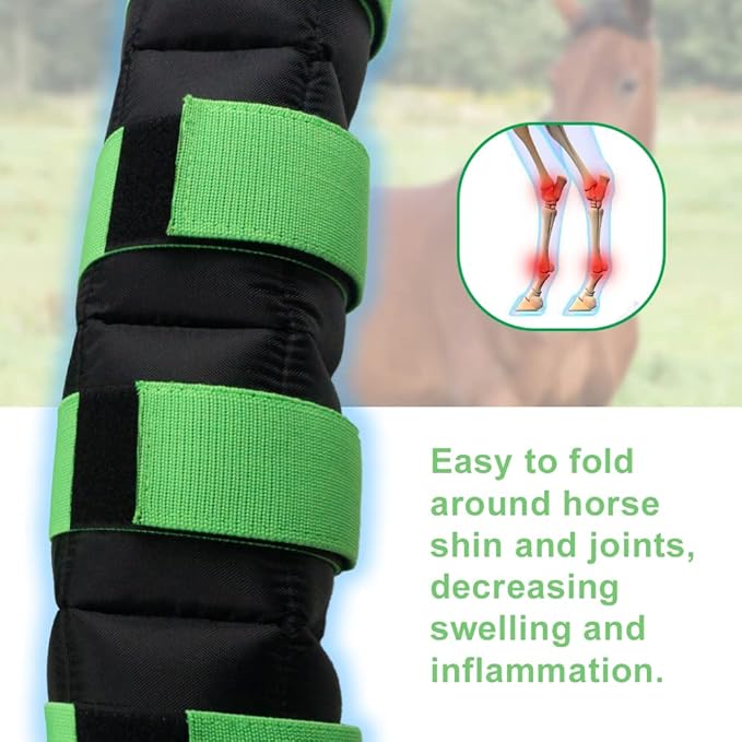 Ice Boot for Horses Ice Pack Wraps, Cooling Wraps for Horse Injuries, Reusable Horse Leg Ice Boot Cold Pack with Flexible Straps, Universal Size, 16.9" x 16.1" - 1 Pair