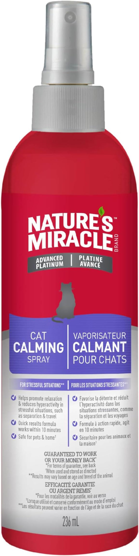 Nature's Miracle Advanced Platinum Cat Calming Spray, 8 Oz, Aid for Cats