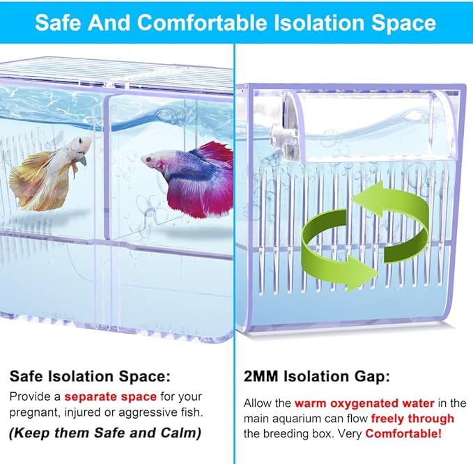 Fish Breeding Box Aquarium Holding Tank Transparent Fish Isolation Box Acclimation Hatchery Incubator Breeder Box for Baby Fish Betta Shrimp Clownfish Guppy Small