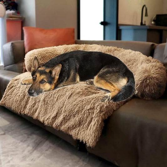 Dogs/Cats Bed Mats, Couch Cover for Dogs, Sofa Style Luxurious Mat for Pets, Waterproof Lining and Nonskid Bottom Perfect on Dog Crate, Cat Cage or in The Car. (Desert Brown, XXLPlus)
