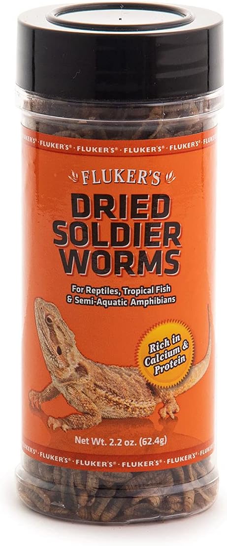 Fluker's Freeze Dried Soldier Worms, Ideal for Lizards, Reptiles, Birds, Fish, Hedgehogs, 1.7 oz