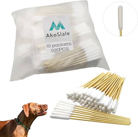 Dog Q Tips,Qtips Cotton Swabs 500 Count,6 Inch Long Cotton Swab,Dog Ear Cleaning Solution,Dog Wound Care,Ear Swabs for Dogs,Pet Care for Dogs