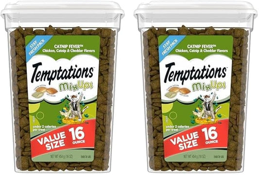 Temptations MIXUPS Crunchy and Soft Cat Treats Catnip Fever Flavor, 16 oz. Tub (Pack of 2)