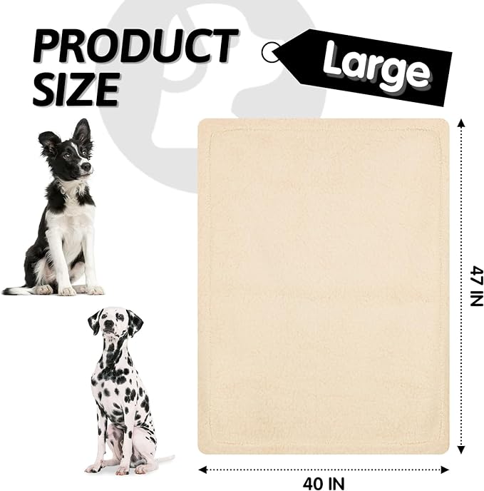 furrybaby Dog Blanket Soft Dog Blankets for Large Dogs Puppy Essentials Washable Sherpa Fleece Cat Blanket 40x47 Inches for Bed Furniture Couch Sofa (Large, Beige)