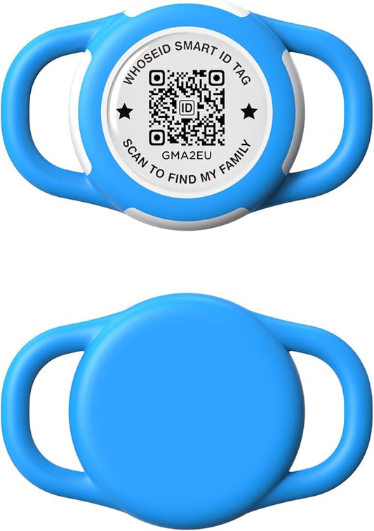 QR Code Airtag Holder, Scan QR Code Send Location Alert Email, Waterproof Full Body Protection Anti-Lost Air Tag Case, Airtag Accessories for Dog, Cats, Collar, Backpack (Blue, Small)