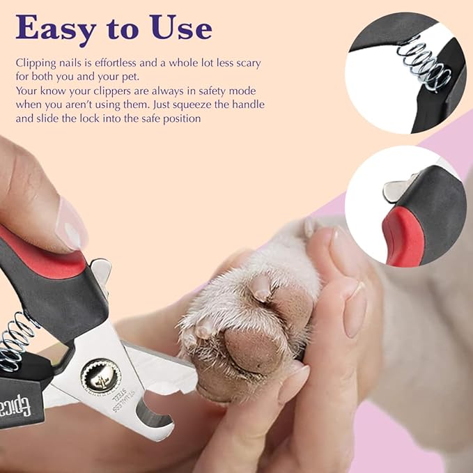 Epica Professional Dog Nail Clipper, Dog Nail Clippers for Large Dog, Easy and Safe Dog Grooming Clippers, Cat Claw Trimmer with Safety Guard (Large)