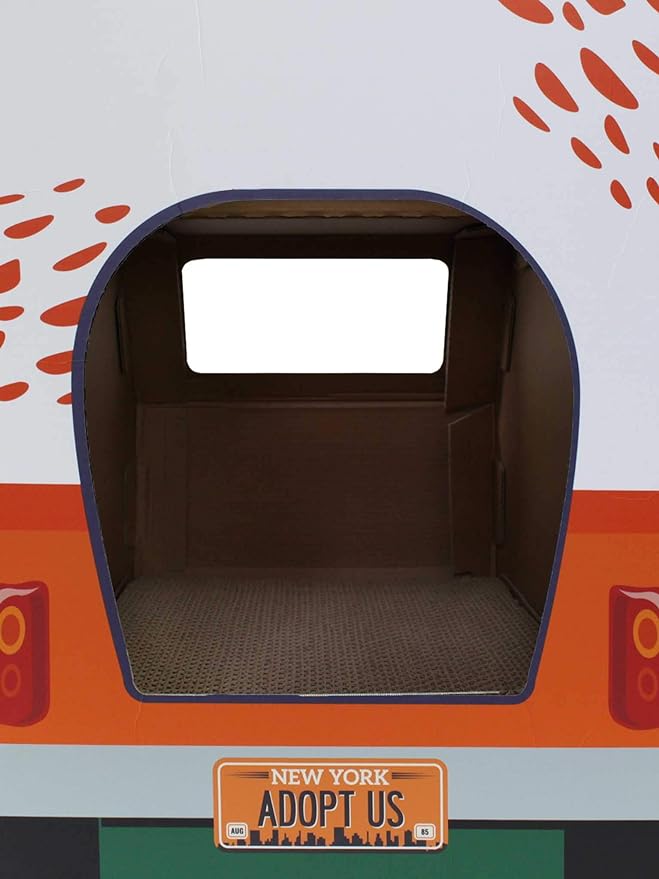 ASPCA Cat House & Cat Scratcher w/Bonus Catnip Included, Adoption Truck cat House (CAS2030)