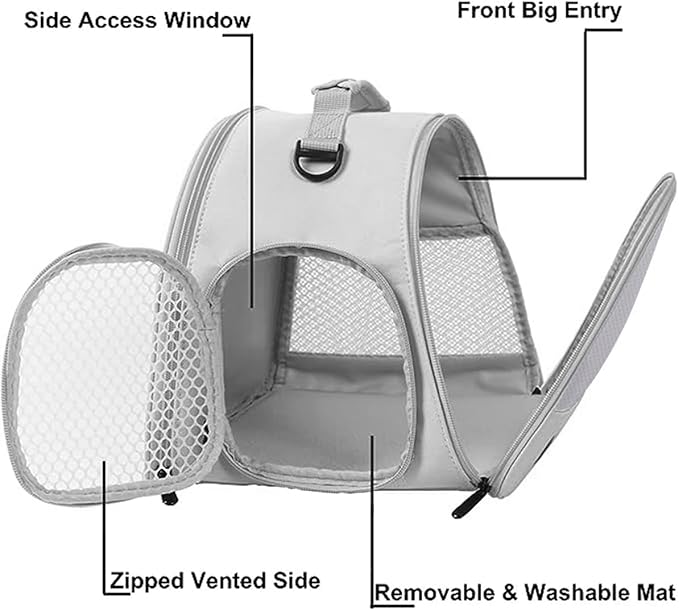 Guinea Pig Carrier Backpack, Clear Bubble Window Backpack for Guinea Pig, Bunny Rat Bird (Grey, Upgraded Mesh)