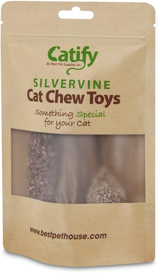 Natural Silvervine Cat Chew Toy | Interactive Silver Vine Chewing Toys with Catnip Like Effect - Trio Lollipop, 2 Packs of 3