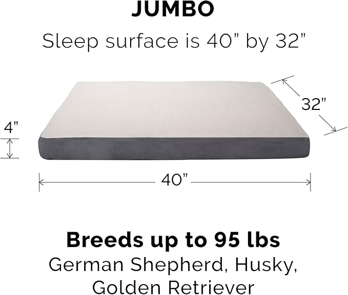 Furhaven Memory Foam Dog Bed for Large Dogs w/ Removable Washable Cover, For Dogs Up to 95 lbs - Sherpa & Suede Mattress - Gray, Jumbo/XL