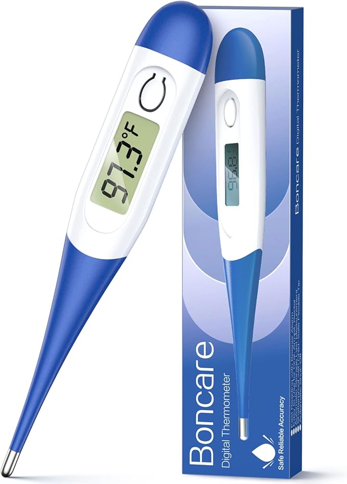 Boncare Thermometer for Adults with 10 Seconds Fast Reading, Digital Oral Thermometer for Fever, Basal Thermometer