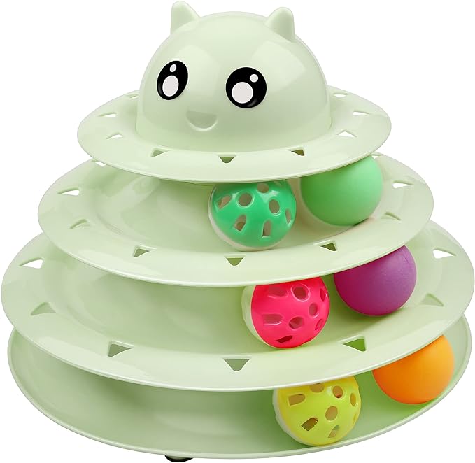 UPSKY Cat Toy Roller 3-Level Turntable Cat Toy Balls with Six Colorful Balls Interactive Kitten Fun Mental Physical Exercise Puzzle Toys.