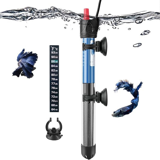 Hitop 25W/50W/100W/300W Adjustable Aquarium Heater, Submersible Glass Water Heater for 5 – 70 Gallon Fish Tank (100W)