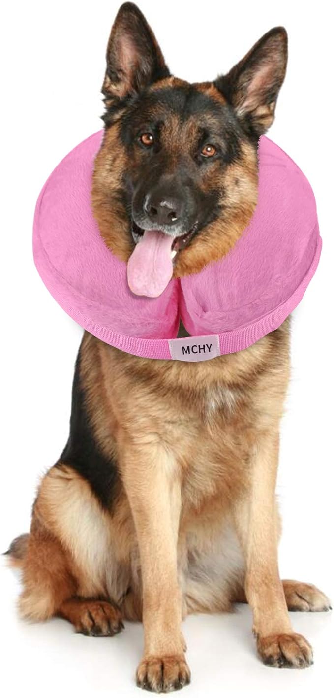 Inflatable Dog Cone,Adjustable Recovery Collar for Dogs After Surgery,Prevent from Biting & Scratching,Not Block Vision (XL, Pink)