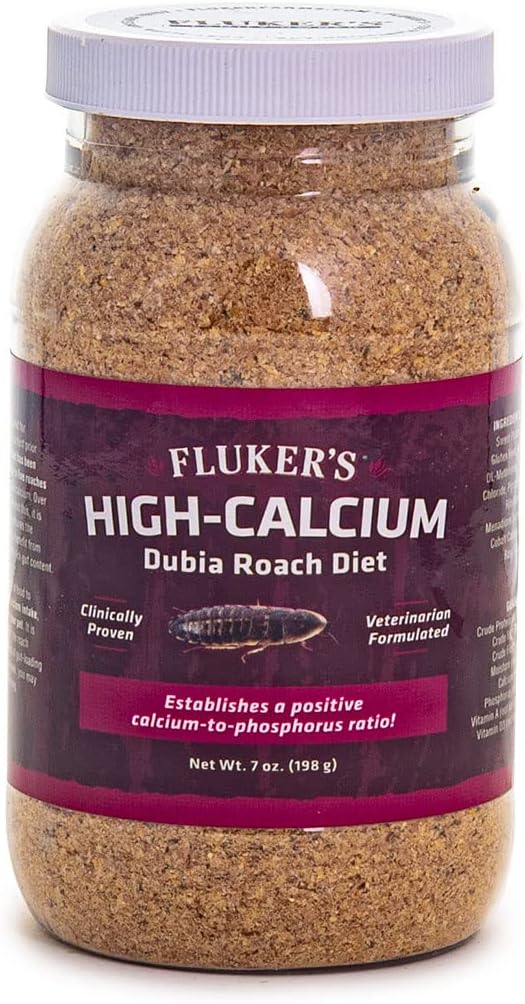 Fluker's High Calcium Dubia Roach Diet, Can Be Used as a Gut-Loading Food or Bedding, 7 oz