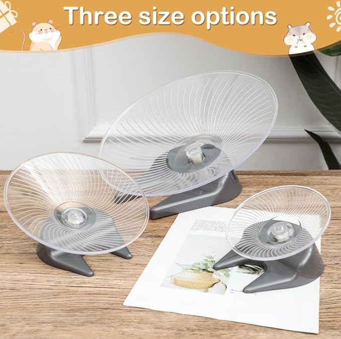 Hamster Wheel Saucer Silent Spinner/Quiet Exercise Flying Runner for Dwarf Hamster/Gerbil Rat/Hermit Crab Small Cage