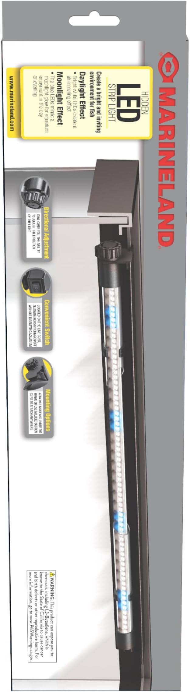 Marineland Hidden LED Strip Light for Aquariums, White and Blue LEDs