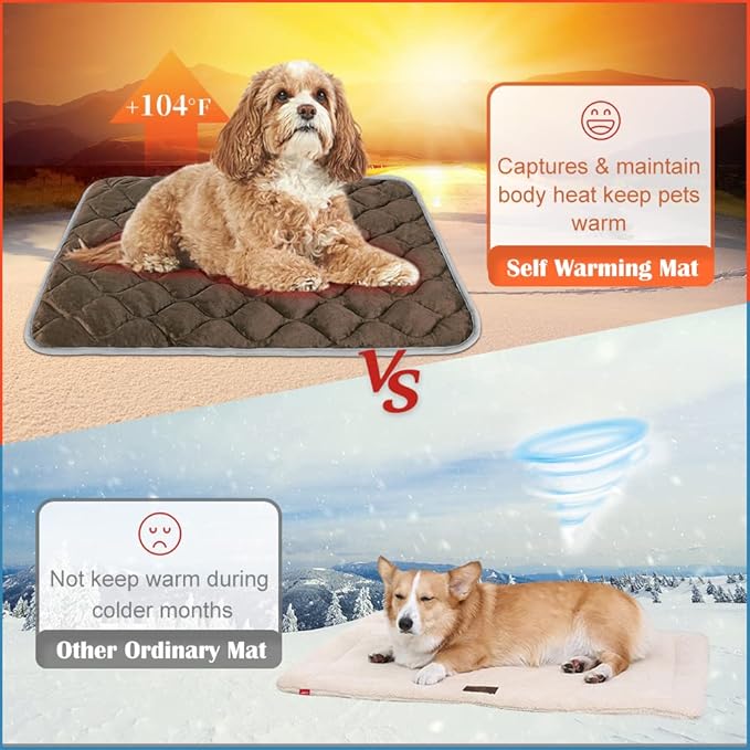 ULIGOTA Self Heating Cat Mat Thermal Pet Bed Mat Self-Warming Pet Crate Pad Medium