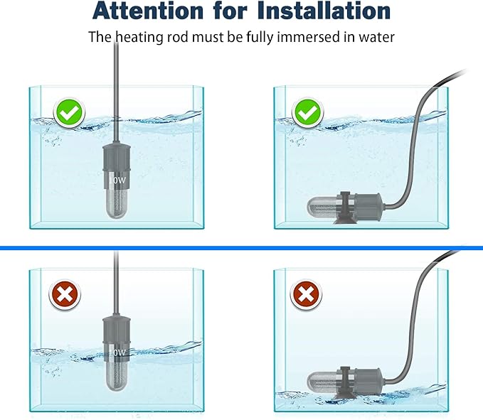 Adjustable Mini Aquarium Heater 0.5/1/2/3 Gallon Submersible Small Fish Tank Heater 10W/20W/30W Digital Display Thermostat External Temperature Controller (10W)