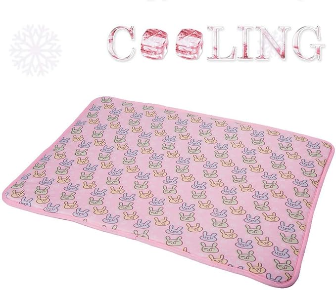 SEIS Dog Ice Pad Ice Silk Cats Kennel Mat Pet Cooling Pad Summer Cool Bamboo Mat Breathable Pad (Pink, M)