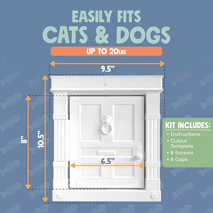 Beacon Hill Interior Cat Door - Durable Indoor Cat Door for Tall Cats or Dogs, No Flaps, Stylish and EASY DIY Pet Door, Spacious Large Kitty Door for Cats Up to 20 lbs, by Purrfect Portal