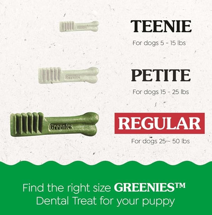 Greenies Puppy Regular Size Natural Dental Dog Treats, 6 oz. Pack (6 Treats)