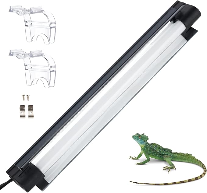 yeesport T5 HO Reptile UVB Lamp, 8W UVB Lighting Combo Kit for Reptile Terrariums, Light Fixture with Curved Aluminum Reflector, UVB Lighting for Desert Tropical Amphibians