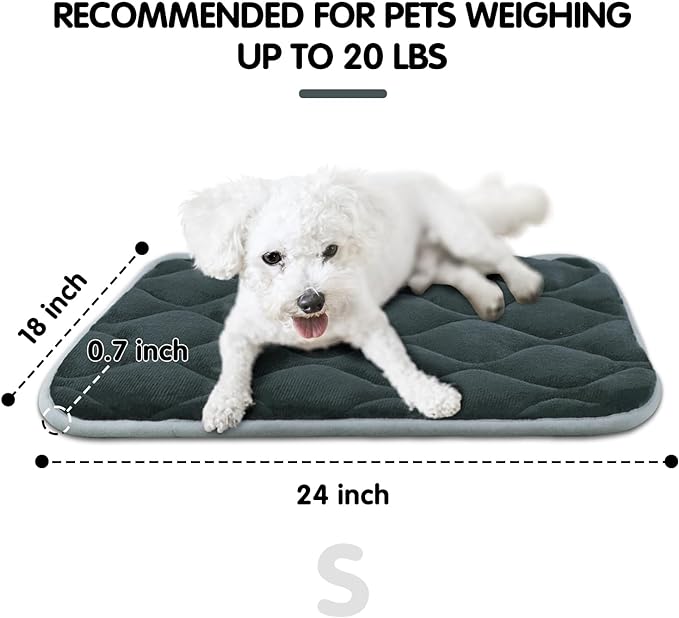 furrybaby Dog Bed Mat Flat Crate Mat with Anti-Slip Bottom Machine Washable Pet Kennel Pad for Dog Sleeping (S 24x18'', Grey Mat)