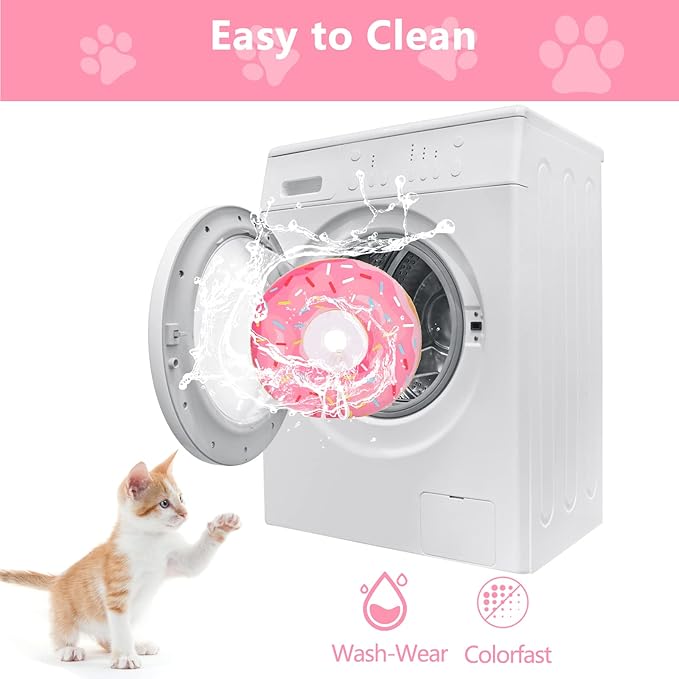 Cat Cone Collar Soft, Cat Recovery Collar for Wound Healing Cute Cat Donut Adjustable Cat Cones to Stop Licking Comfortable Lightweight Neck Elizabethan Collars for Cats Kittens After Surgery