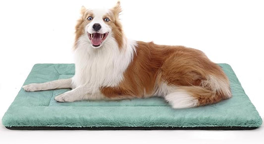 Dog Bed, Dog Crate Mat Washable, Ultra Soft & Anti-Slip Large Dog Bed Fit Dog Crates & Kennels, Suitable for Dogs Up to 70 lbs, 36" x 23", Green