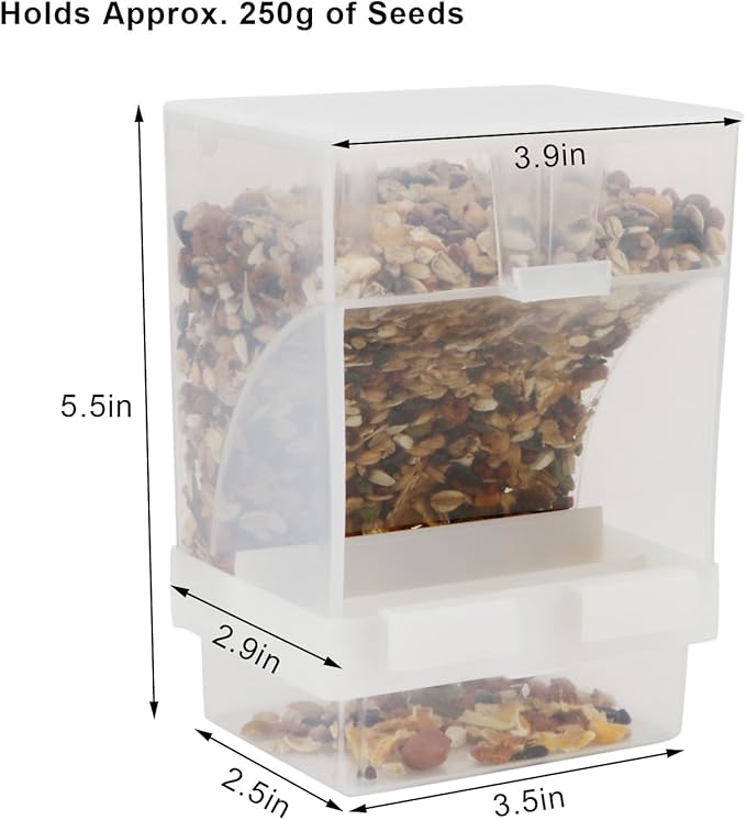 Hypeety Automatic Bird Feeder No Mess Pet Feeder Seed Food Container Perch Cage Accessories for Budgerigar Canary Cockatiel Finch Parakeet