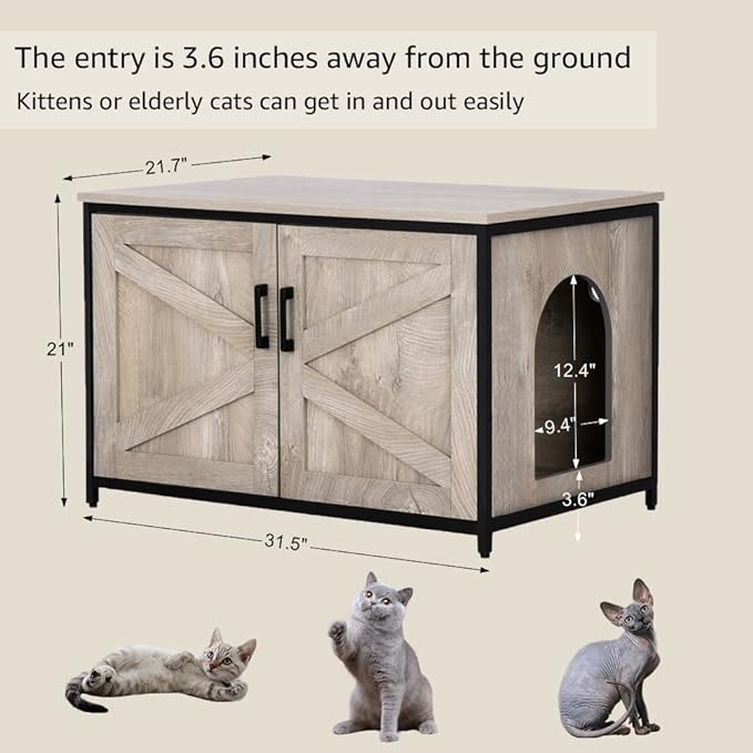 unipaws Extra Large Cat Litter Box Enclosure Furniture with Top Opening, XL Washroom Bench for Cats, Jumbo Automatic Litter Box Cover and Hidden Cat Box