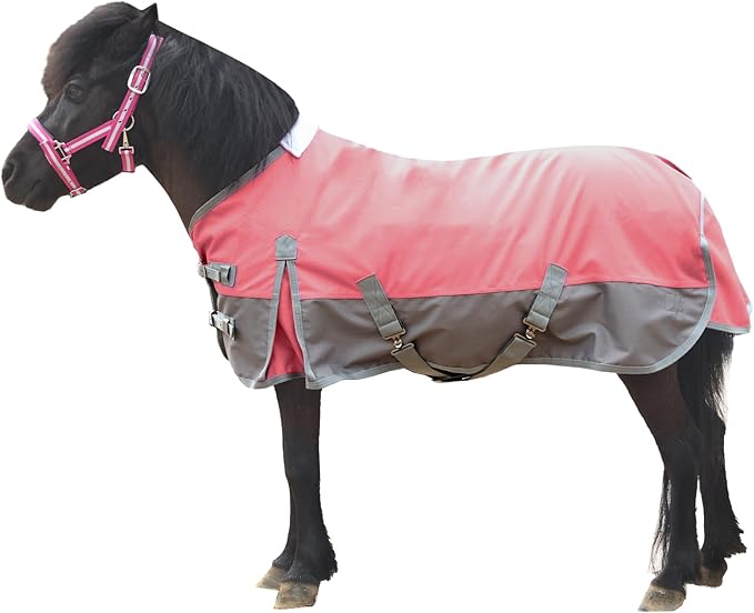 Mini Horse/Pony/Foal/Miniature Size 36"-51" Lightweight Waterproof & Breathable 1200 Denier Turnout Blanket with No Filling Pink 48