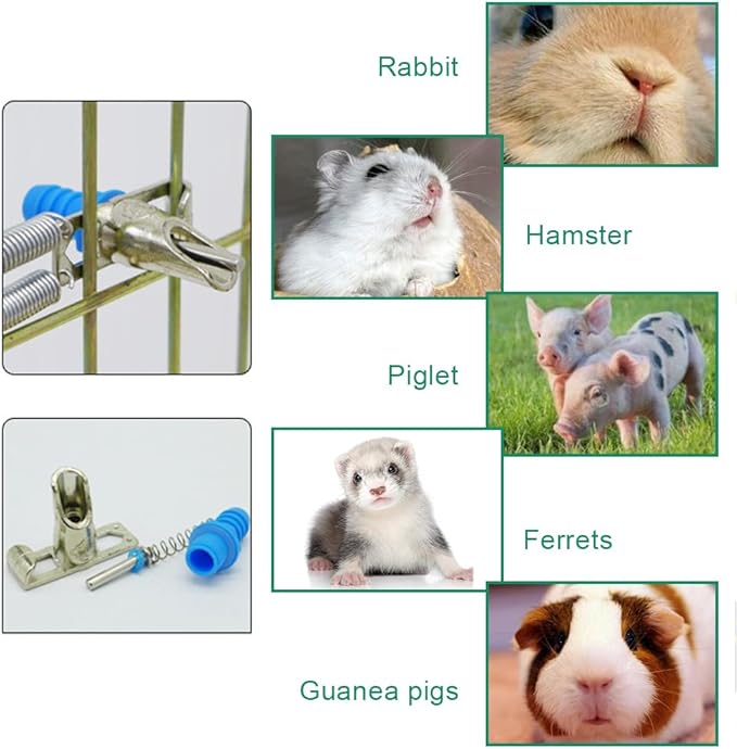 Automatic Rabbit Watering System Kit, Rodent Poultry Watering System Bucket Connector Include 10 Nipple Drinker Feeders,ID 5/16'' Hose,Barb Valve Fitting to G 1/2'' Thread Connector