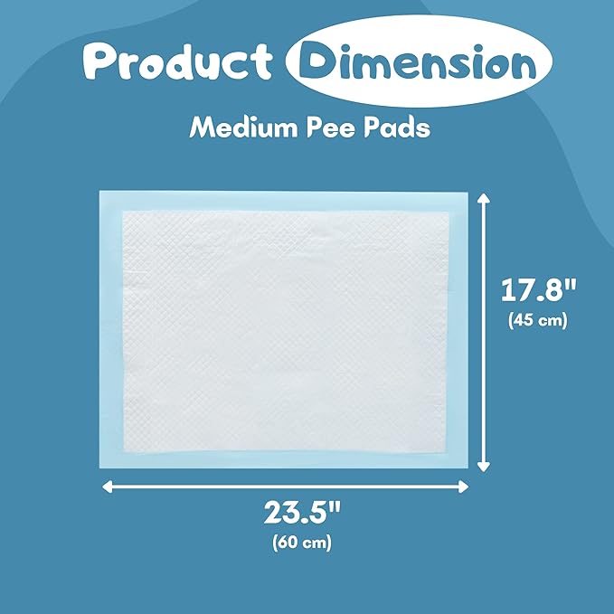 (100-Pack) 17.8"x23.5" (45x60cm) Quick-Dry Dog and Puppy Toilet Training Pads - Ultra Absorbent Pet Pee Pads - with Leak-Proof Moisture Locking Technology - Perfect for Medium Dogs, Cats, and Rabbits