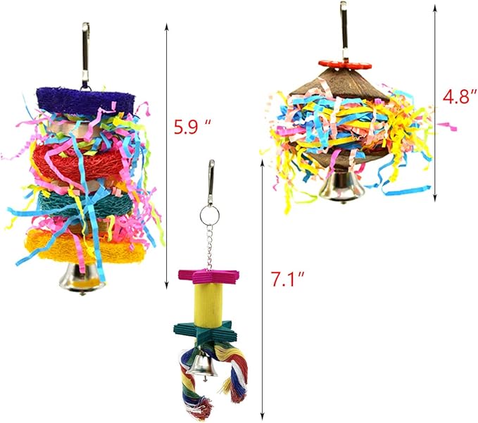 5Pcs Small Parrot Chewing Toys Bird Shredder Toys Bird Parrot Foraging Hanging Toys for Small Birds Parakeets Parrotlets Lovebirds Cockatiels