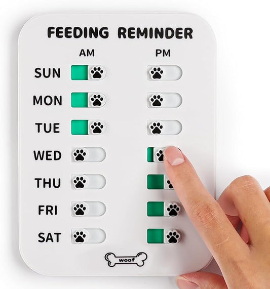 Dog Feeding Reminder, Magnetic Reminder Sticker, AM/PM Daily Indication Chart Feed Your Pets, Fridge Magnets and Double Sided Tape, Helps You to Track Pet Feeding & Medication (White)