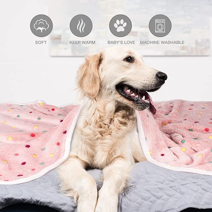 Dono 1 Pack 3 Dog Blankets, Soft Fluffy Fleece Pet Blanket Warm Sleep Mat Paw Print Design Puppy Kitten Throw Blanket Doggy Mat, Blanket for Dogs